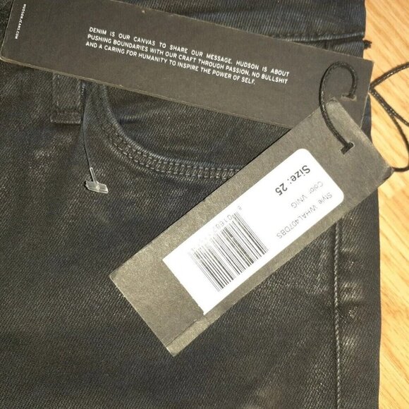 HUDSON-Barbara High-Rise Super Skinny Ankle Black Coated Jeans-Sz 25-NWT - Picture 3 of 5